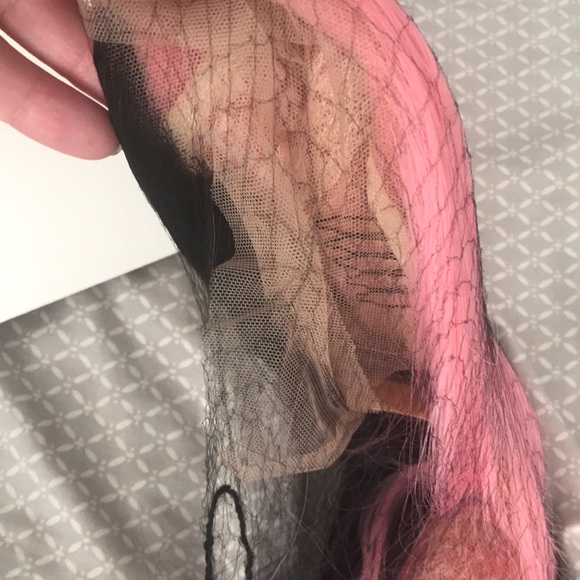 New Long Think Synthetic Uncut Lace Front Half Pink & Half Black Lit Unicorn Wig - Picture 2 of 7